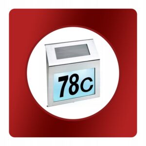 Solarny Numer Domu LED Podświetlany nr Podświetlana Lampa Solarna na Dom