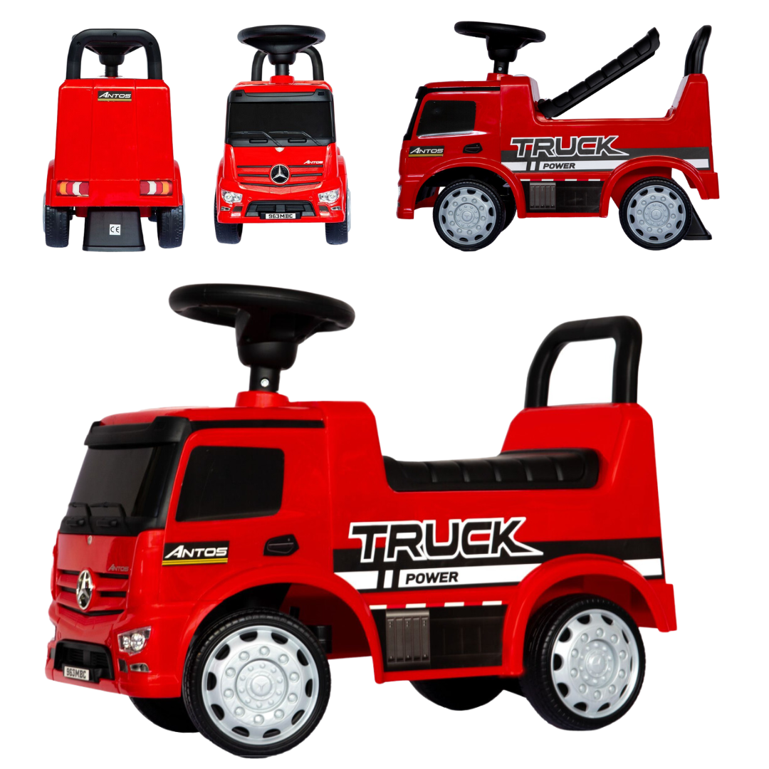 Mercedes - Benz Antos jeździk odpychacz TRUCK z funkcjami dźwiękowymi i świetlnymi - czerwony