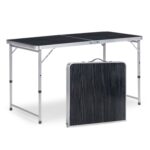 Stolik turystyczny stół składany ogrodowy walizka z uchwytem do przenoszenia i regulacją wysokości 120x60x70 cm grafitowy