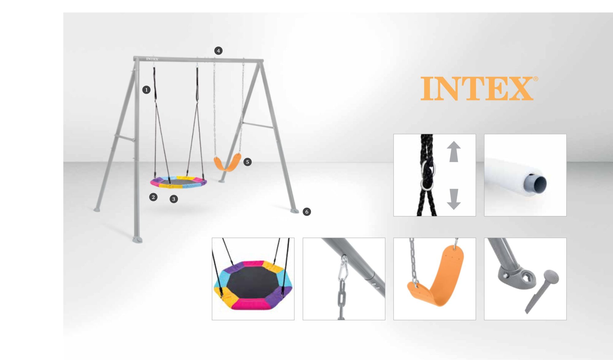 Solidna huśtawka ogrodowa 2 funkcje pas i bocianie gniazdo Intex 44126 - obrazek 2