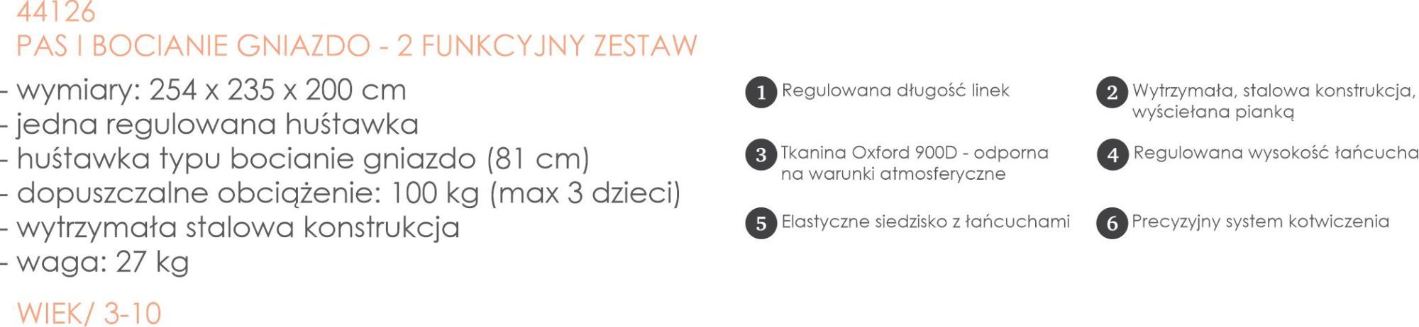 Solidna huśtawka ogrodowa 2 funkcje pas i bocianie gniazdo Intex 44126 - obrazek 4