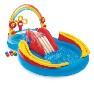 Super kolorowy tęczowy plac zabaw z basenem i zjeżdżalnią INTEX 57453