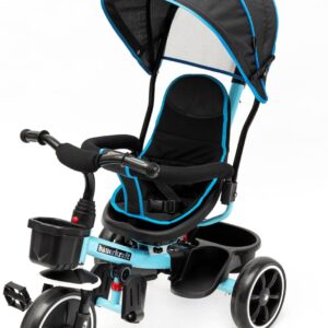 Rowerek trójkołowy Bauerkraft obracany 2w1 wózek jasno niebieski