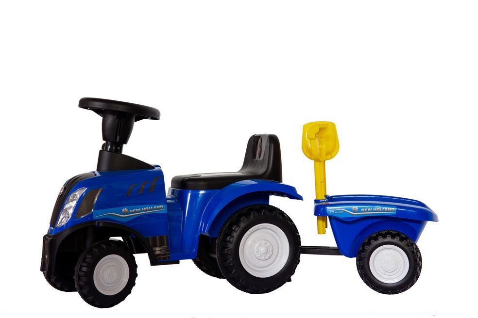 Jeździk odpychacz traktor z przyczepką i funkcjami dźwiękowymi oraz świetlnymi NEW HOLLAND niebieski - obrazek 4