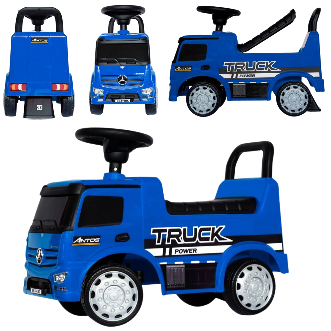 Mercedes - Benz Antos jeździk odpychacz TRUCK z funkcjami dźwiękowymi i świetlnymi - niebieski