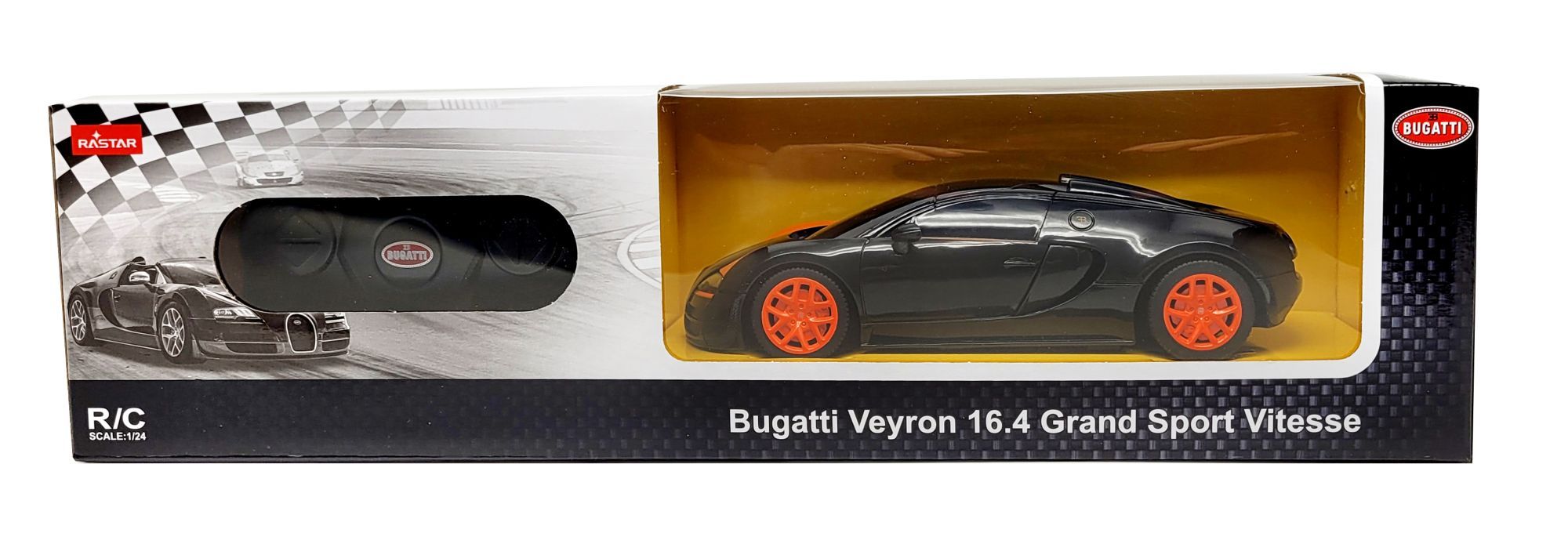 Bugatti Grand Sport R/C skala 1:24 Rastar 47000 samochód sterowany czarny - obrazek 2